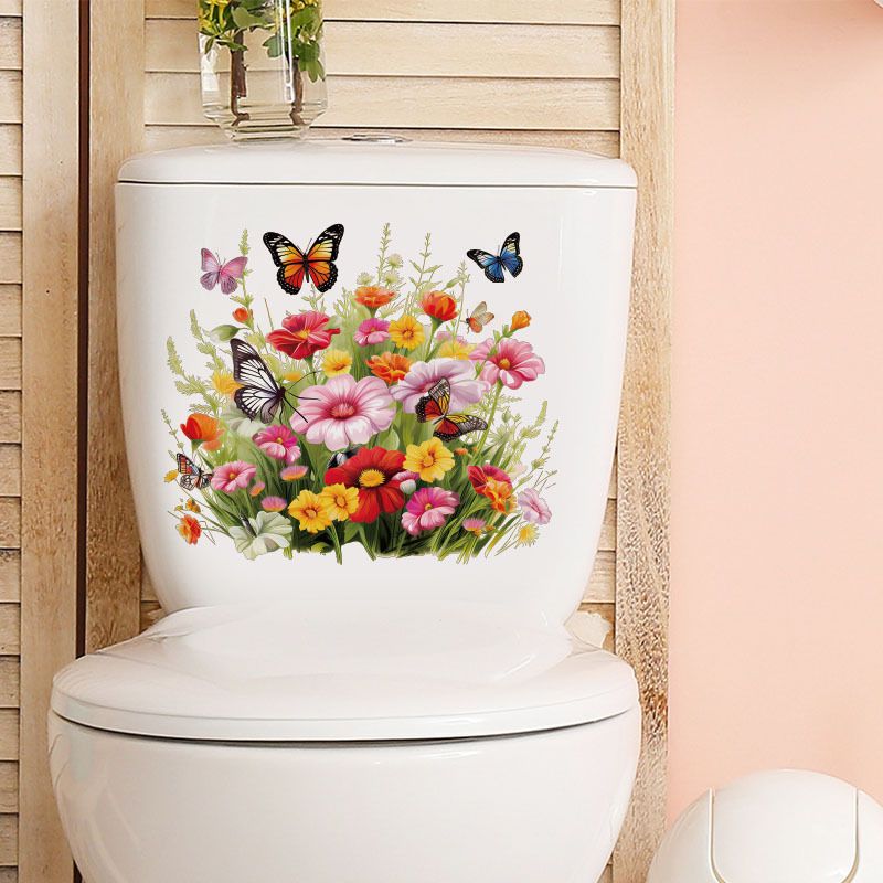 Flower Toilet Seat Stickers Self-Adhesive Toilet Lid Decals DIY Removable view 2