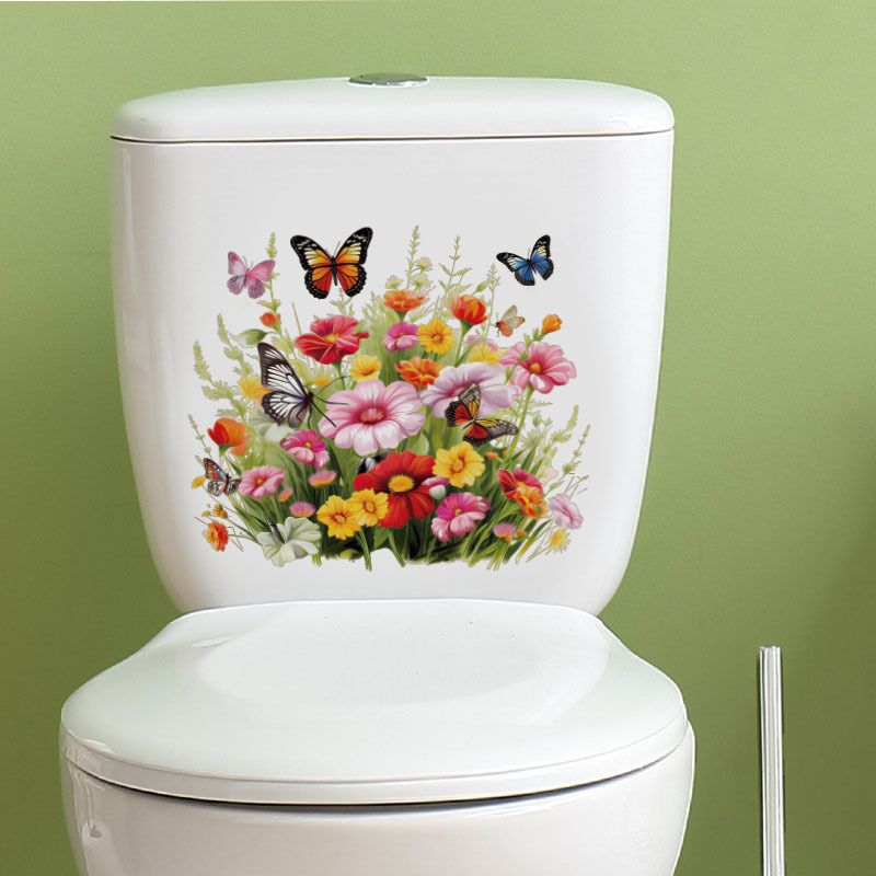 Flower Toilet Seat Stickers Self-Adhesive Toilet Lid Decals DIY Removable view 5