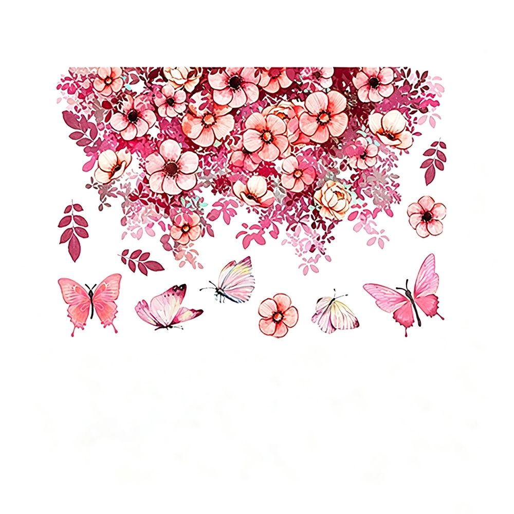 Pink Flower Butterfly Toilet Cover Sticker Decals — image 1