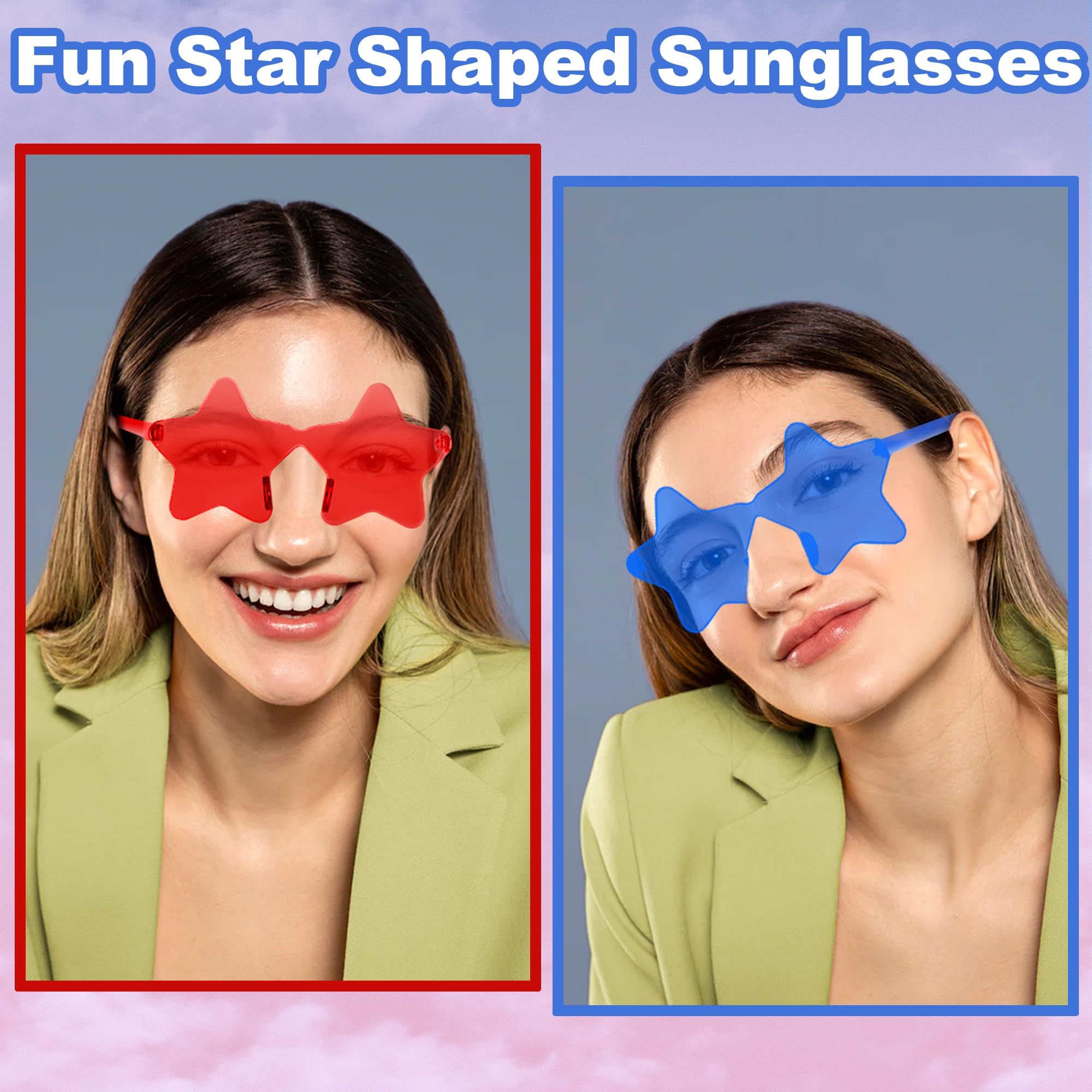 2 Pair Star Shaped Sunglasses Transparent Color Star Glasses Pentagram Glasses view 4