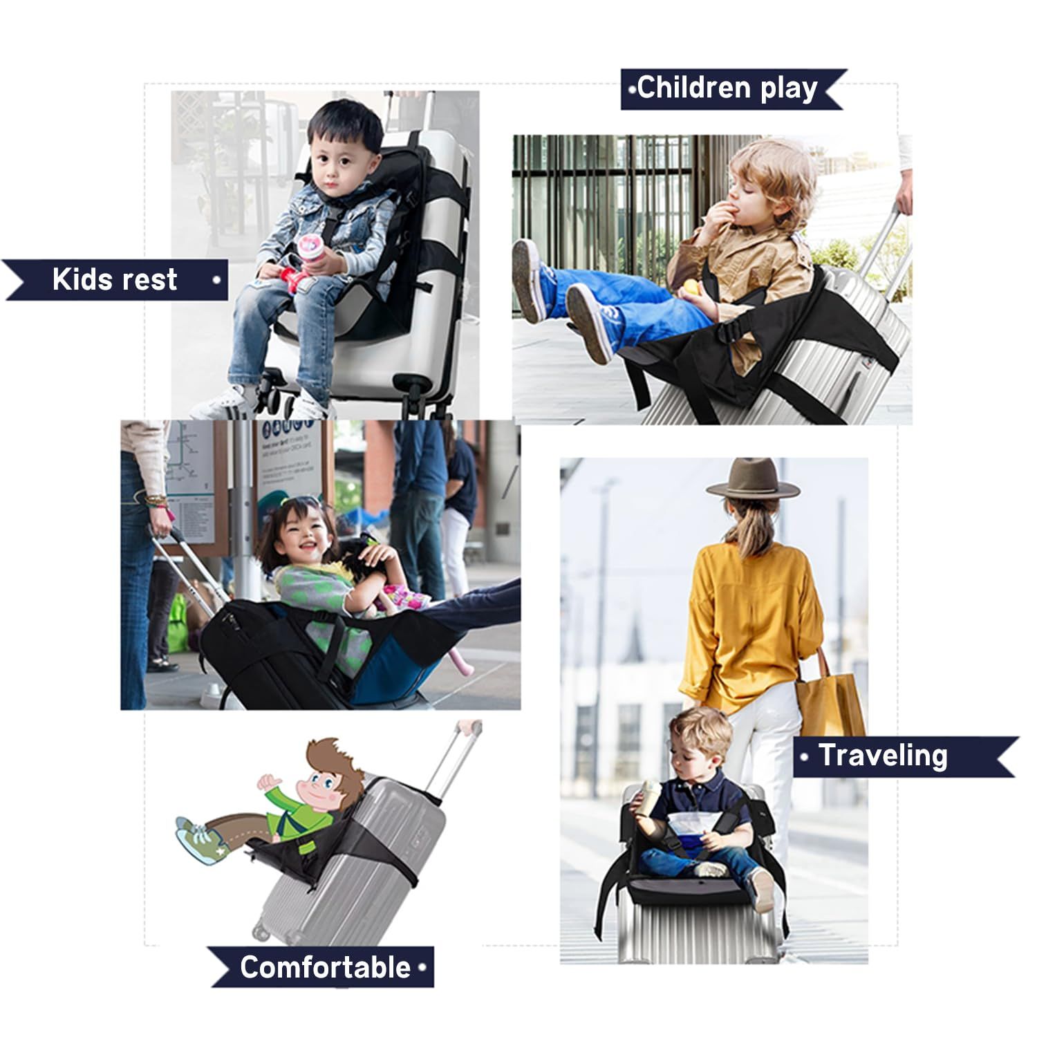 Travel Seat for Kids, Kids Travel Essentials Portable Ride on Luggage for view 5