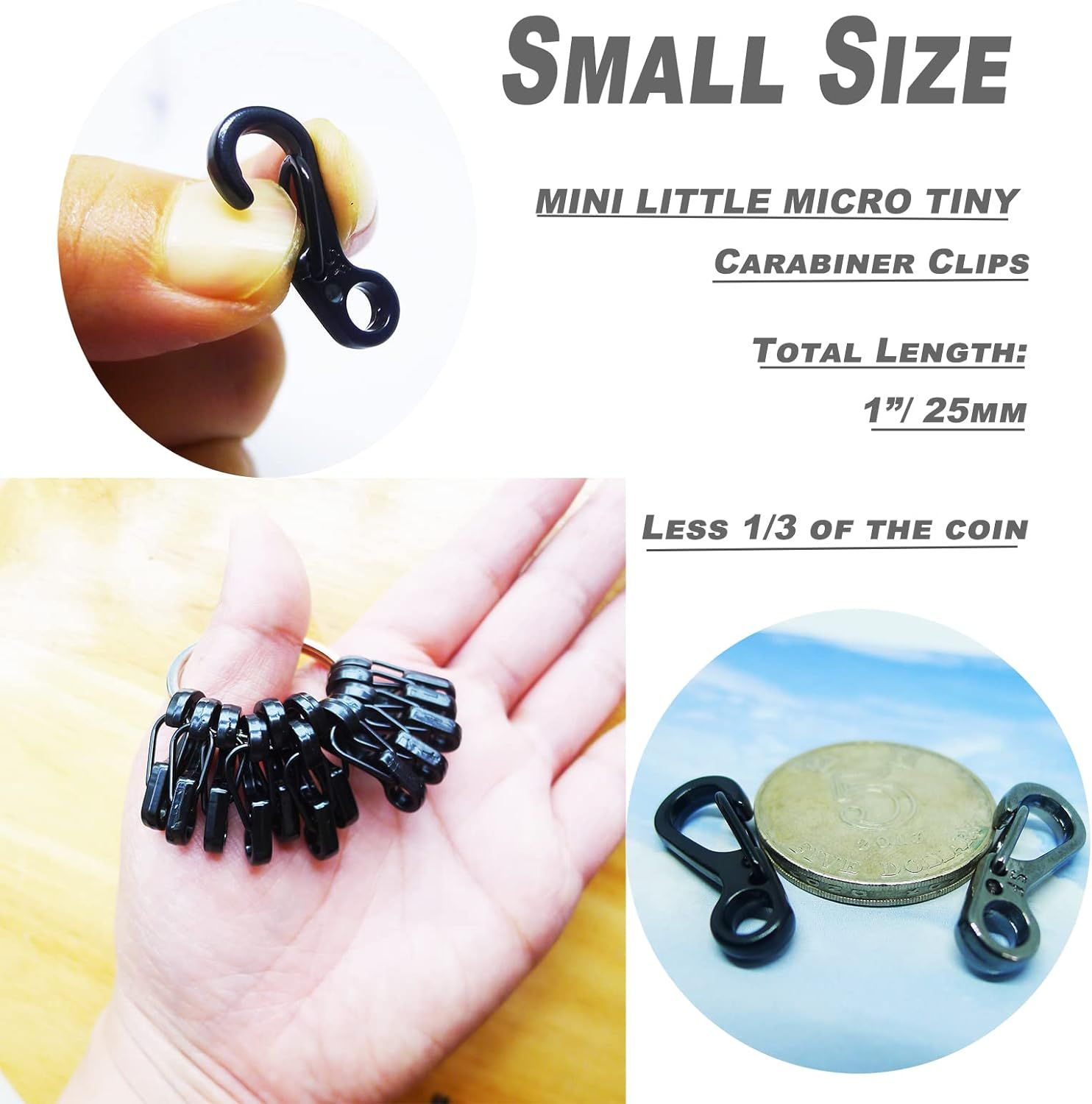 Small Mini Carabiner Clip Tiny Spring Snap Hook Keychains Micro Carabiners for view 4