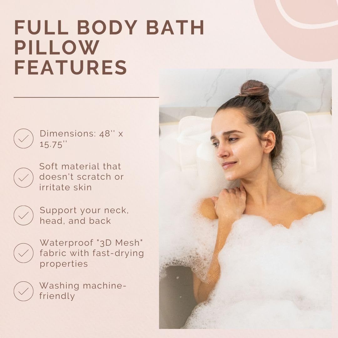 Bath Pillows for Tub Neck and Back Support - Full Body Bath Pillow for Bathtub view 3