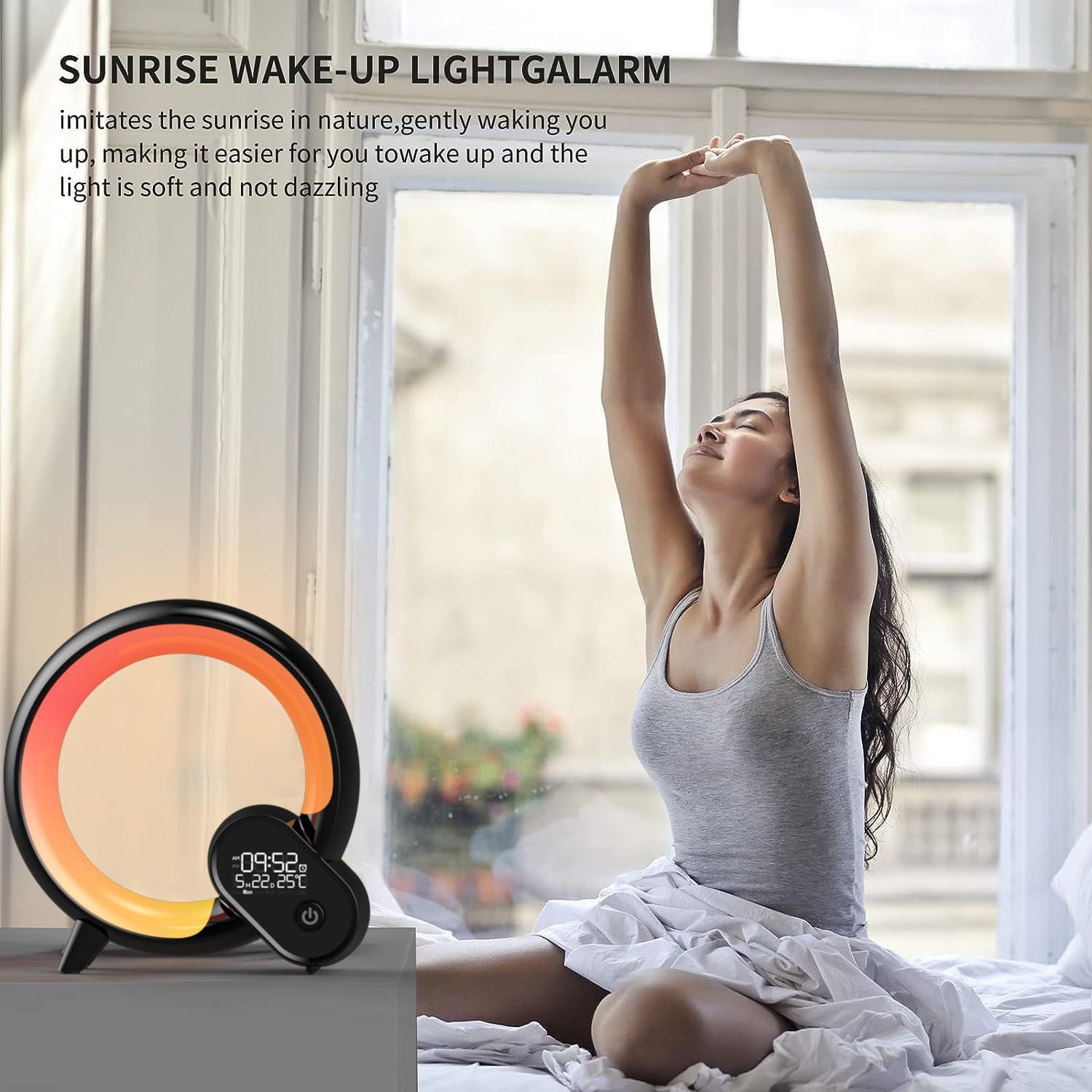 Smart night light lamp, Wake Up Light for bedroom,Smart alarm clock with view 4