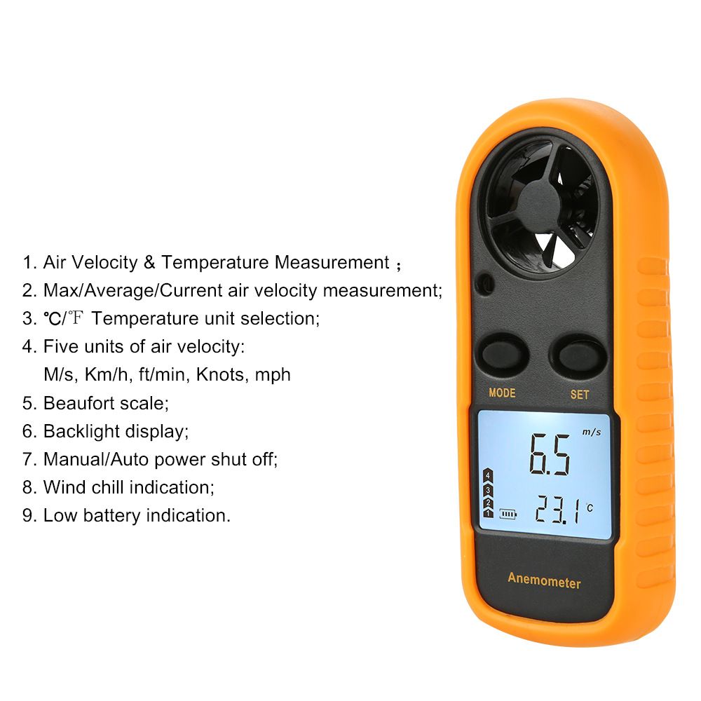 Anemometer Handheld, Lightweight Digital Wind Speed Meter, Wind Speed view 3