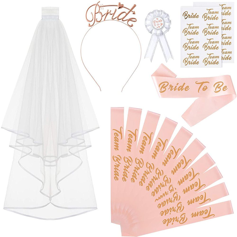 Bride to Be Set, ride to Be Sash & Headband Shoulder Length Veil Bachelorette