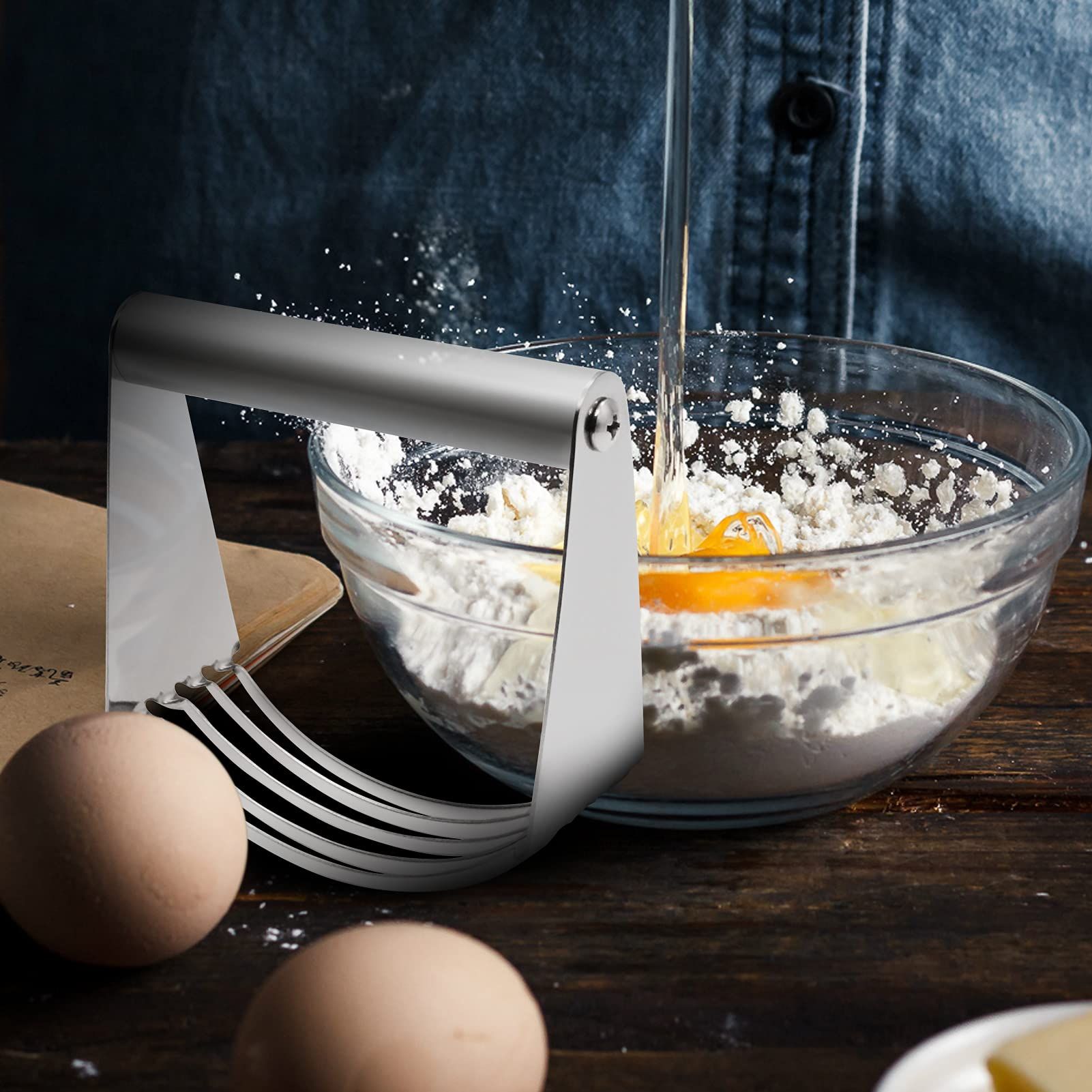 Dough Blender Stainless Steel Pastry Cutter Multipurpose Bench Scraper Great view 5