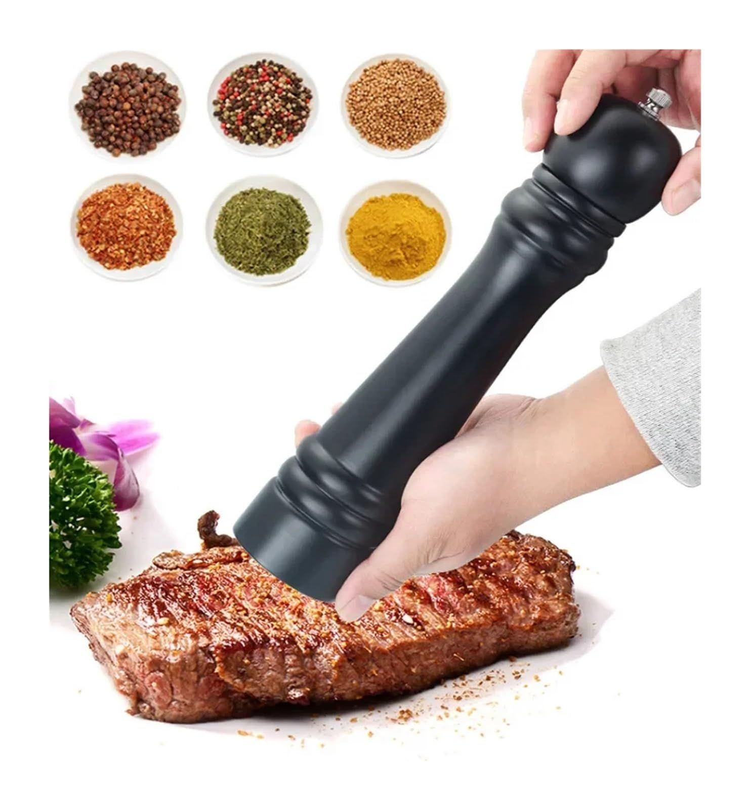 10inch Manual Wooden Pepper Grinder Adjustable Seasoning Mill Salt And Pepper view 2