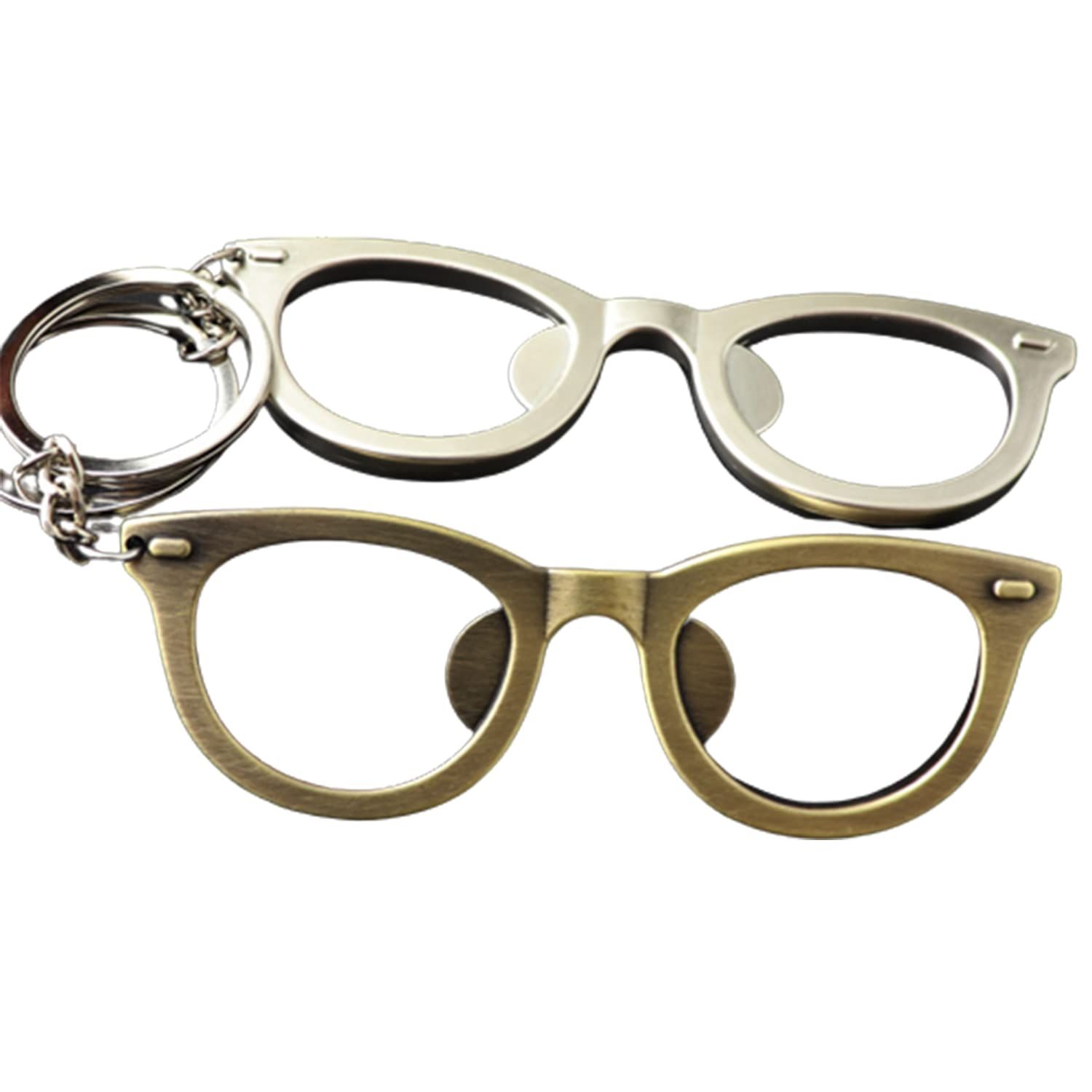 2 Pieces Beer Bottle Opener Keychain Glasses Beer Opener Metal Personality