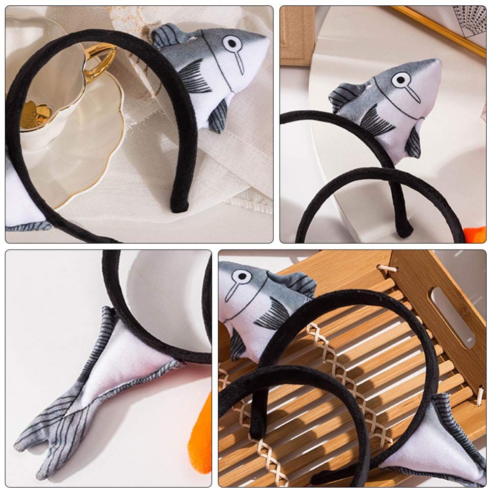 Salted Fish Headband Women Funny Salted Fish Hairband Makeup Headband Wash view 4