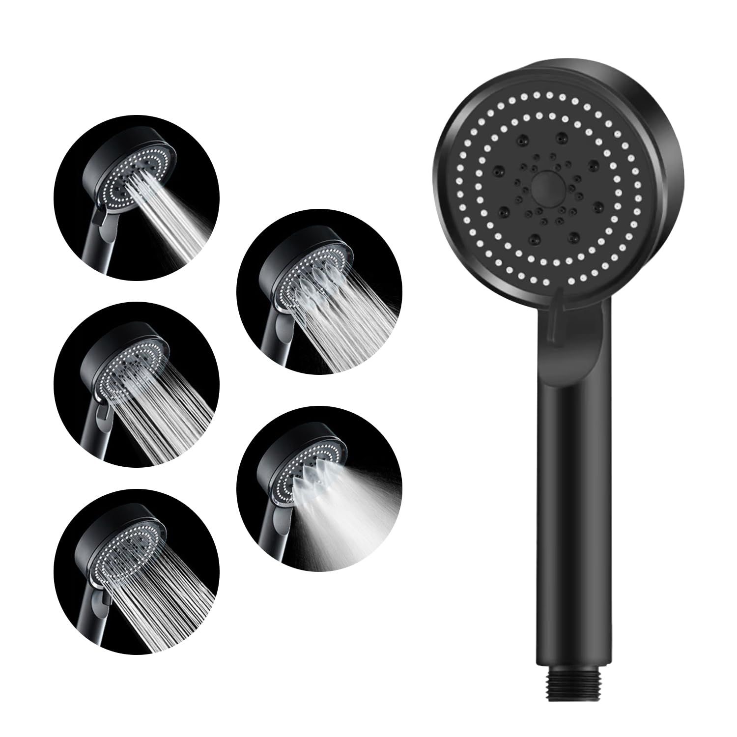 Shower Head with Handheld - 5-Setting Black Handheld Shower Head Anti-Clog