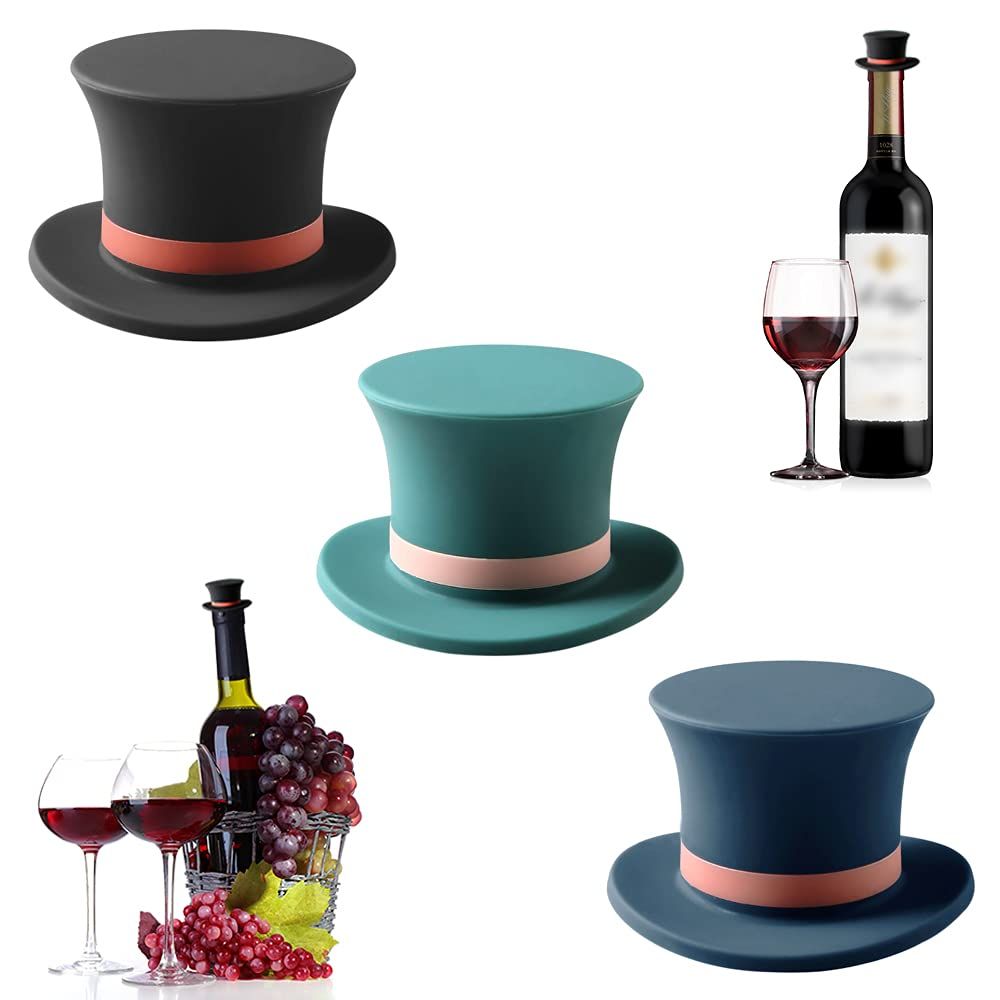 3 PCS Wine Stoppers, Funny and Reusable Silicone Bottle Caps, Decorative Wine — image 1