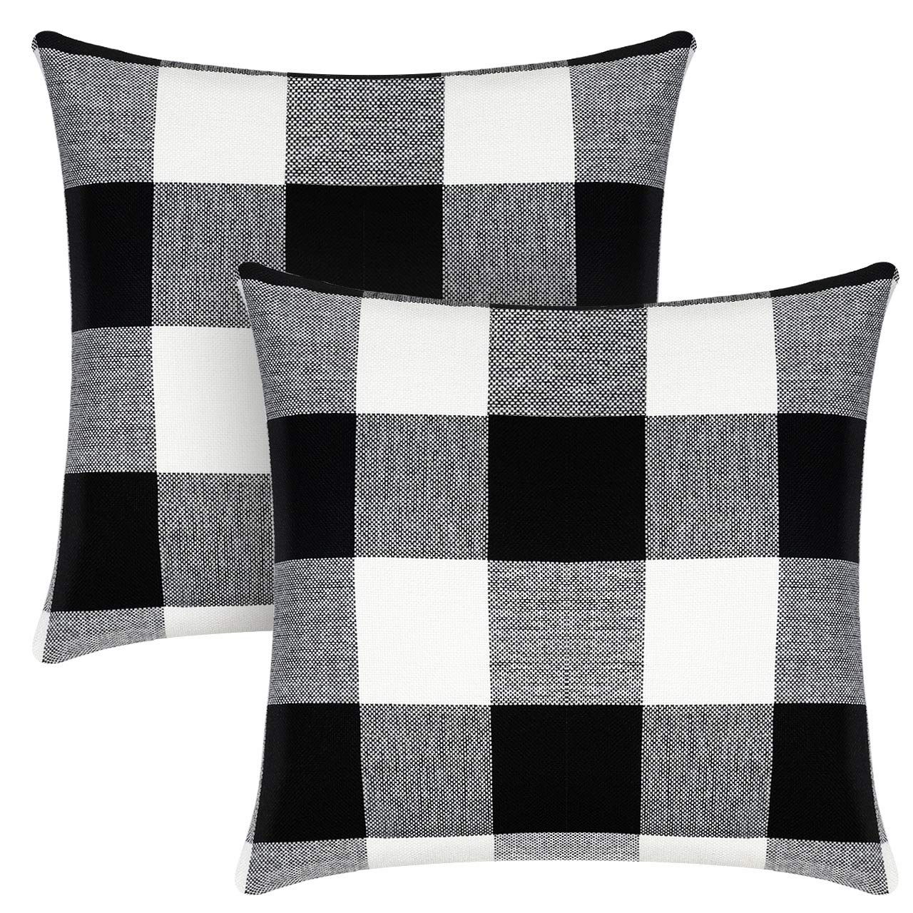 2 PCS Buffalo Check Throw Pillow Covers Farmhouse Outdoor Plaid Square Pillow — image 1