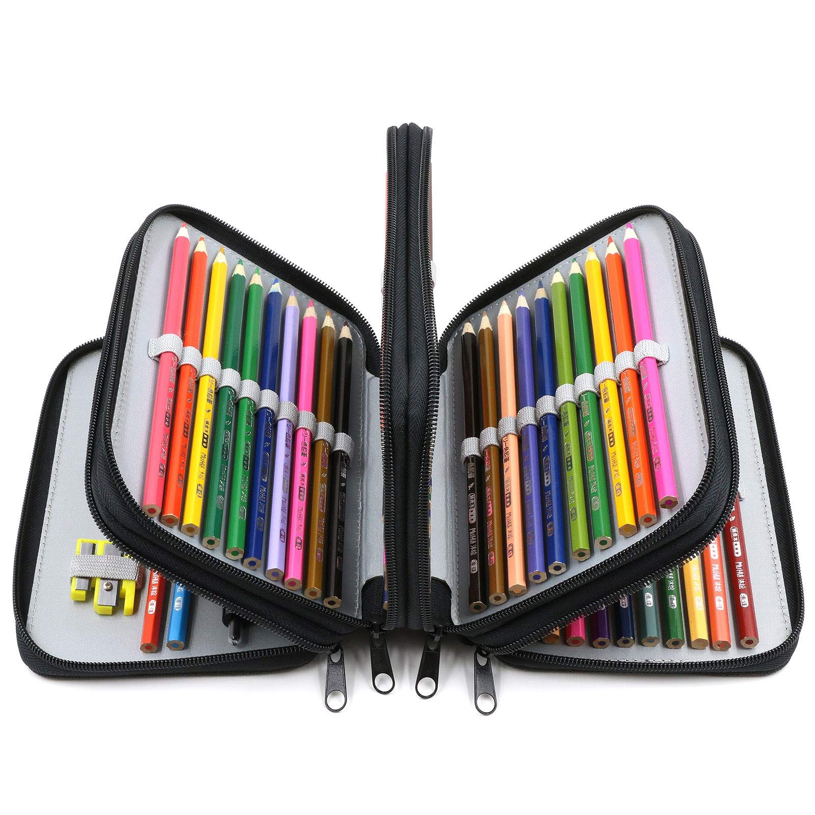 72 Slots Pencil Case - Handy Large Capacity Oxford Multi-layer Zipper Pencil