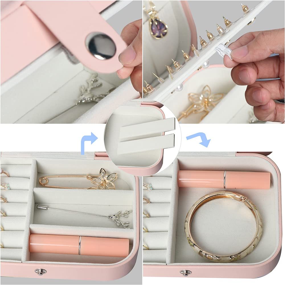Travel Jewelry Box,Small Jewelry Organizer Boxes for Women Girls, 2 Layer view 4