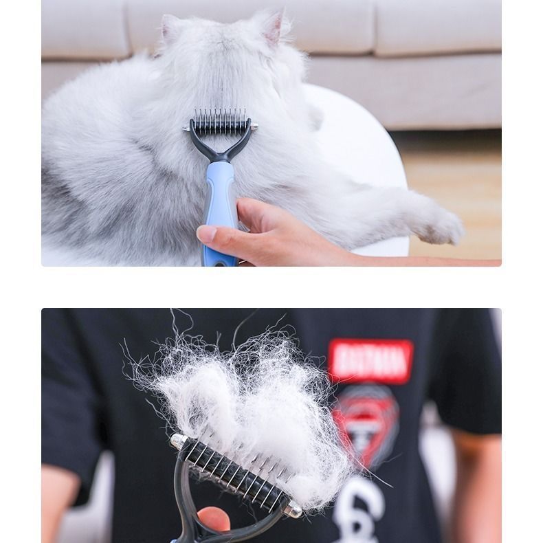 Dematting Comb,Grooming Rake for Dogs& Cats 2 Sided Undercoat Rake for Easy view 2
