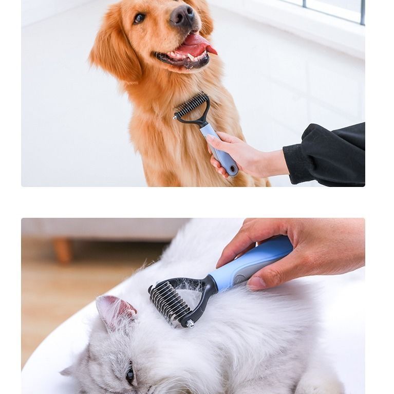 Dematting Comb,Grooming Rake for Dogs& Cats 2 Sided Undercoat Rake for Easy view 4