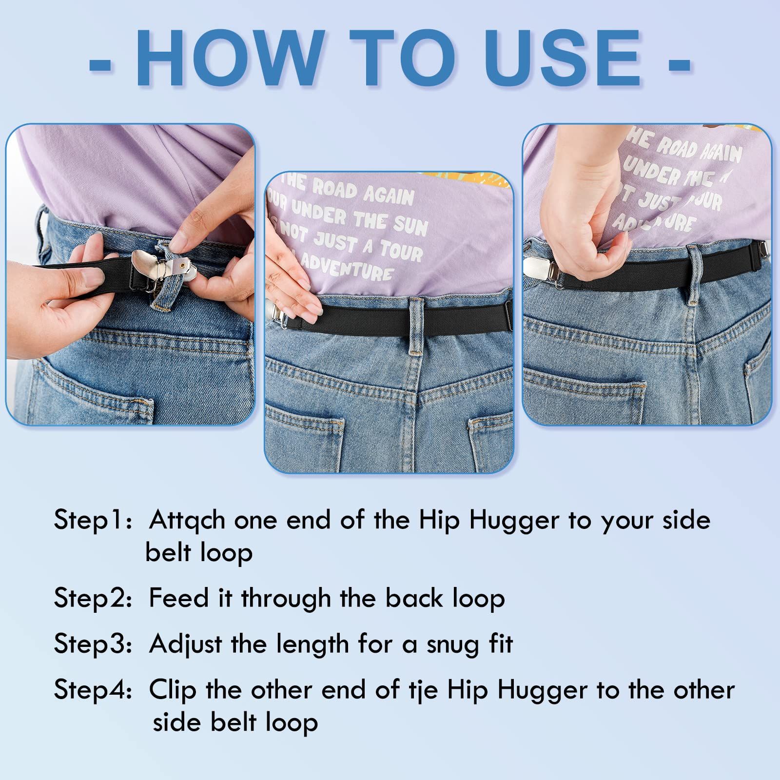 6 Pcs Pant Waist Tightener Waist Cinch Clip Belt Adjustable Elastic Pant Clip view 5