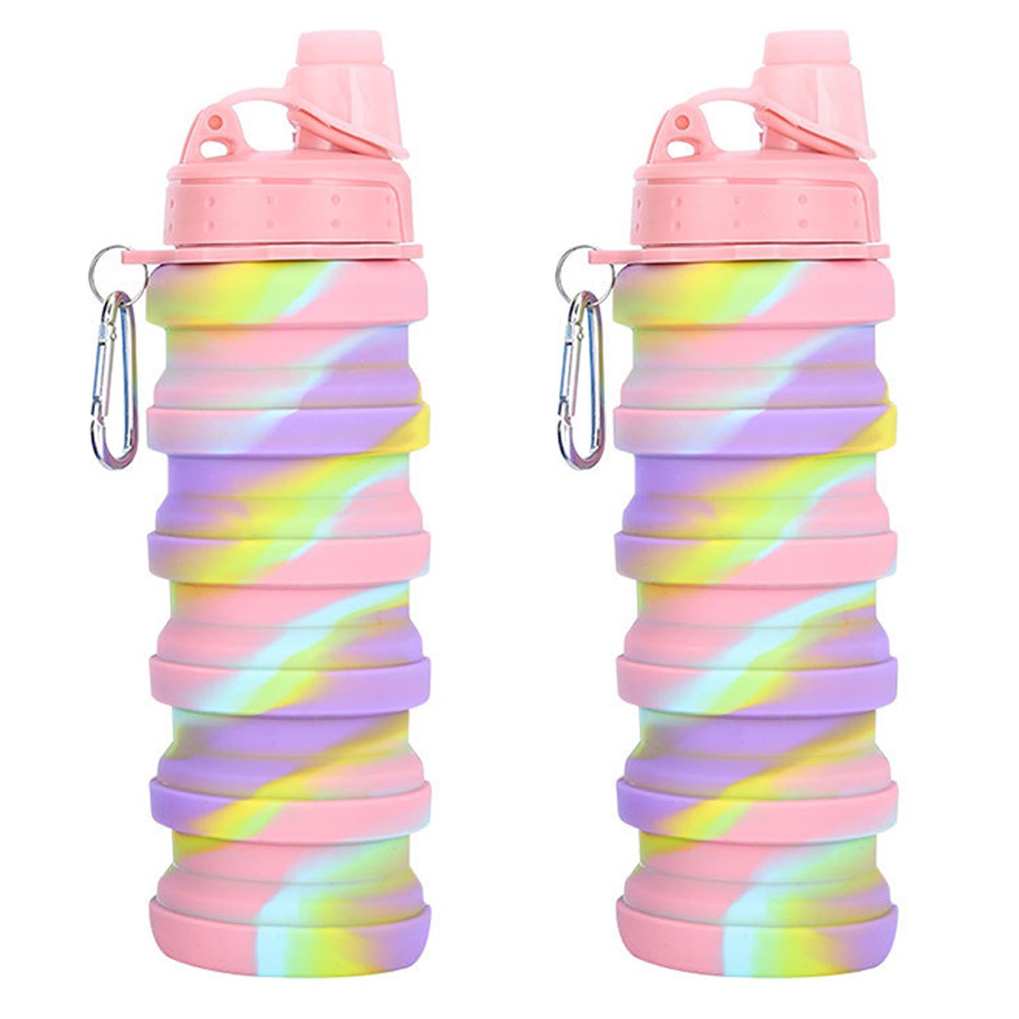 2 PCS Silicone Collapsible Sports Water Bottles 500ml 16oz