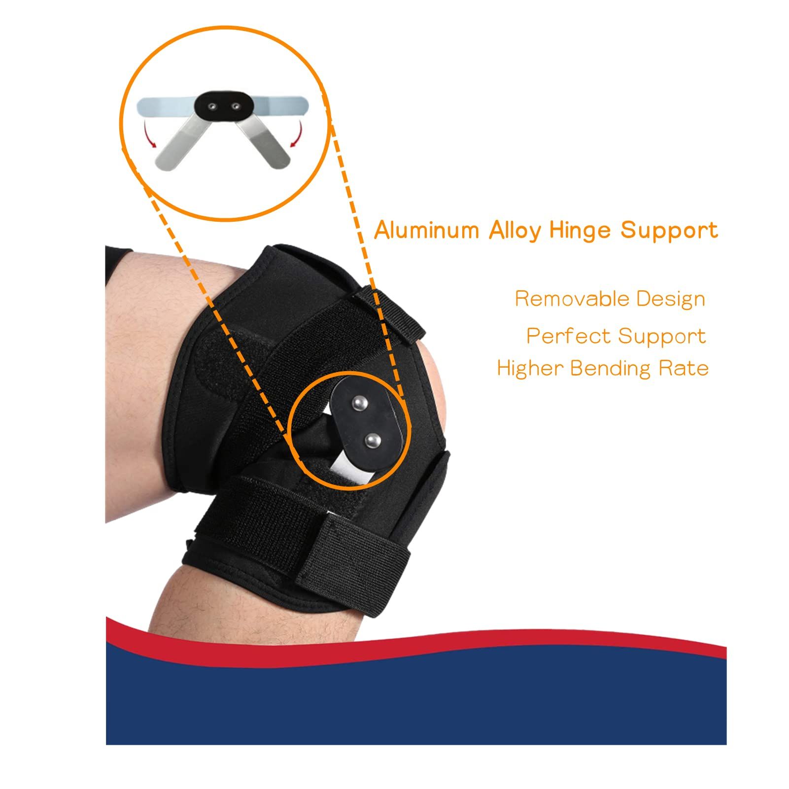 opening knee brace, adjustable knee brace sport Orthopedic knee brace with view 2