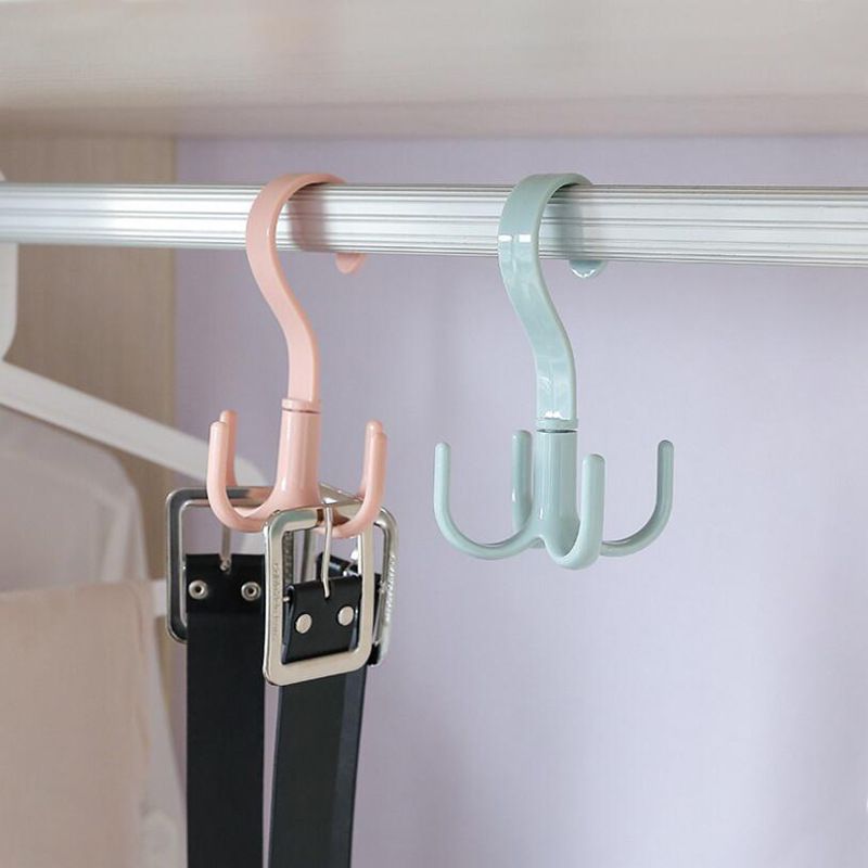 4 PCS Generic Space Saving Multi-Hook Rotating Clothes HangerRotating Belt — image 1