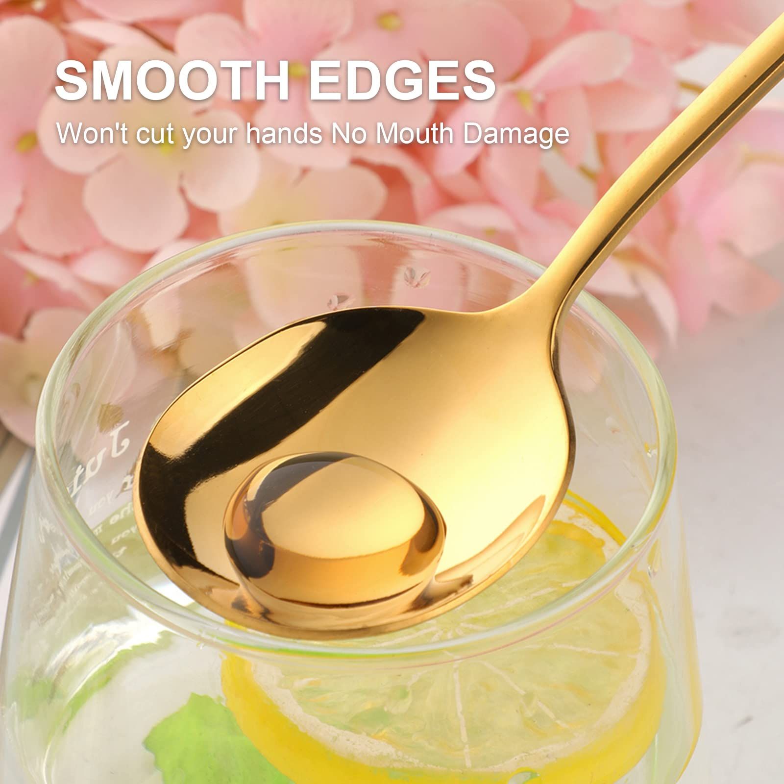 5 PCS Round Stainless Steel Bouillon Spoons Soup Spoons view 2