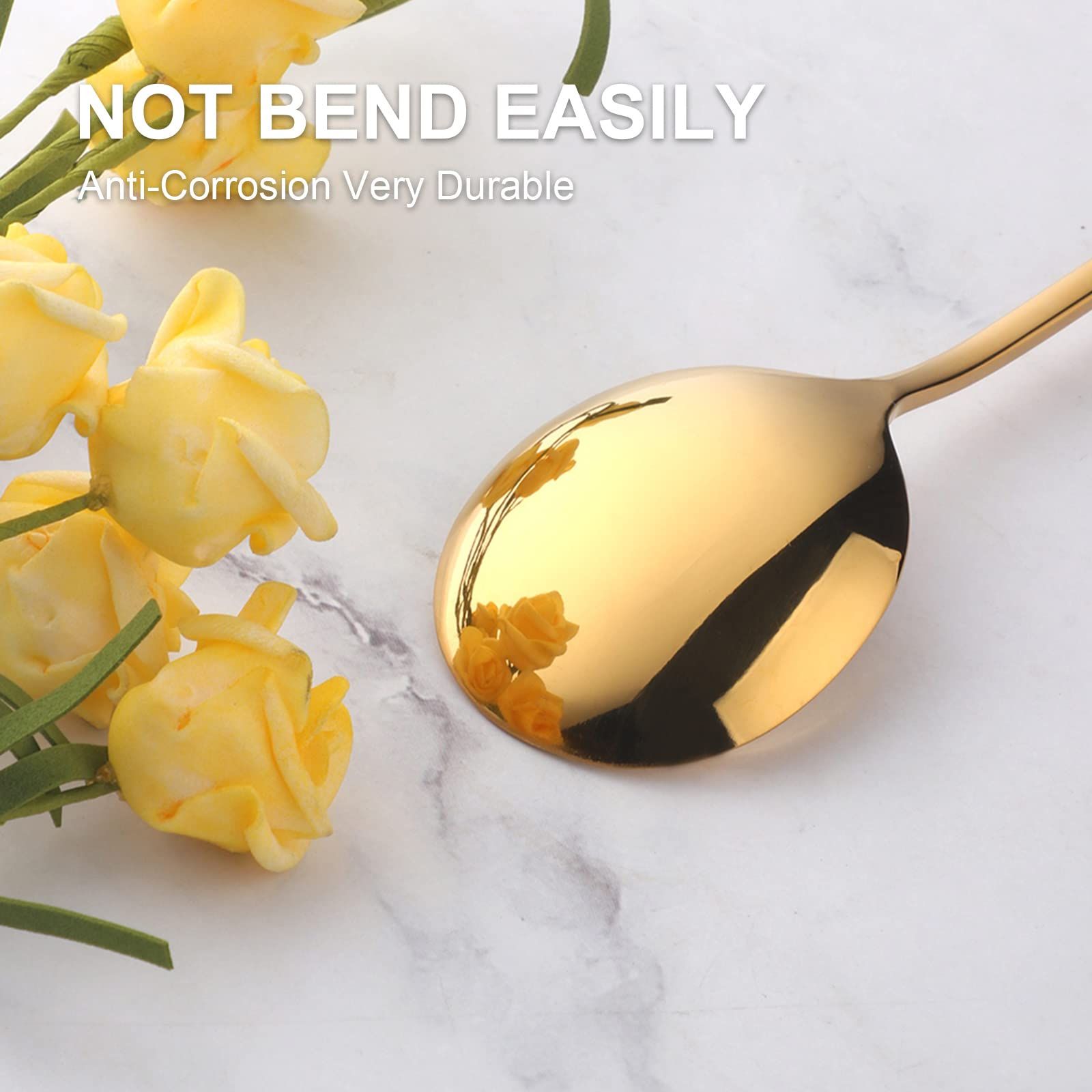 5 PCS Round Stainless Steel Bouillon Spoons Soup Spoons view 3