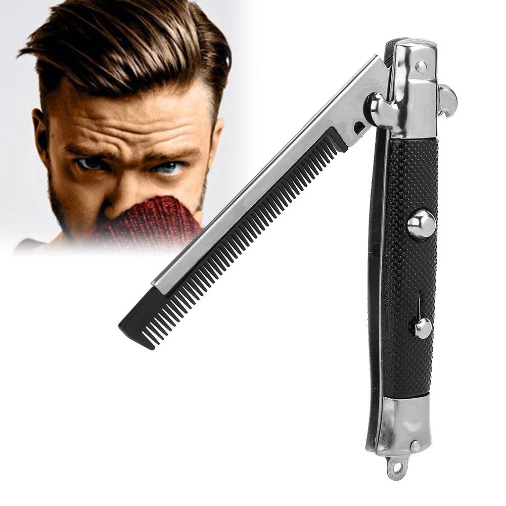 Hair Comb Oil Hair Styling Spring Comb Automatic Pocket Folding Push Button