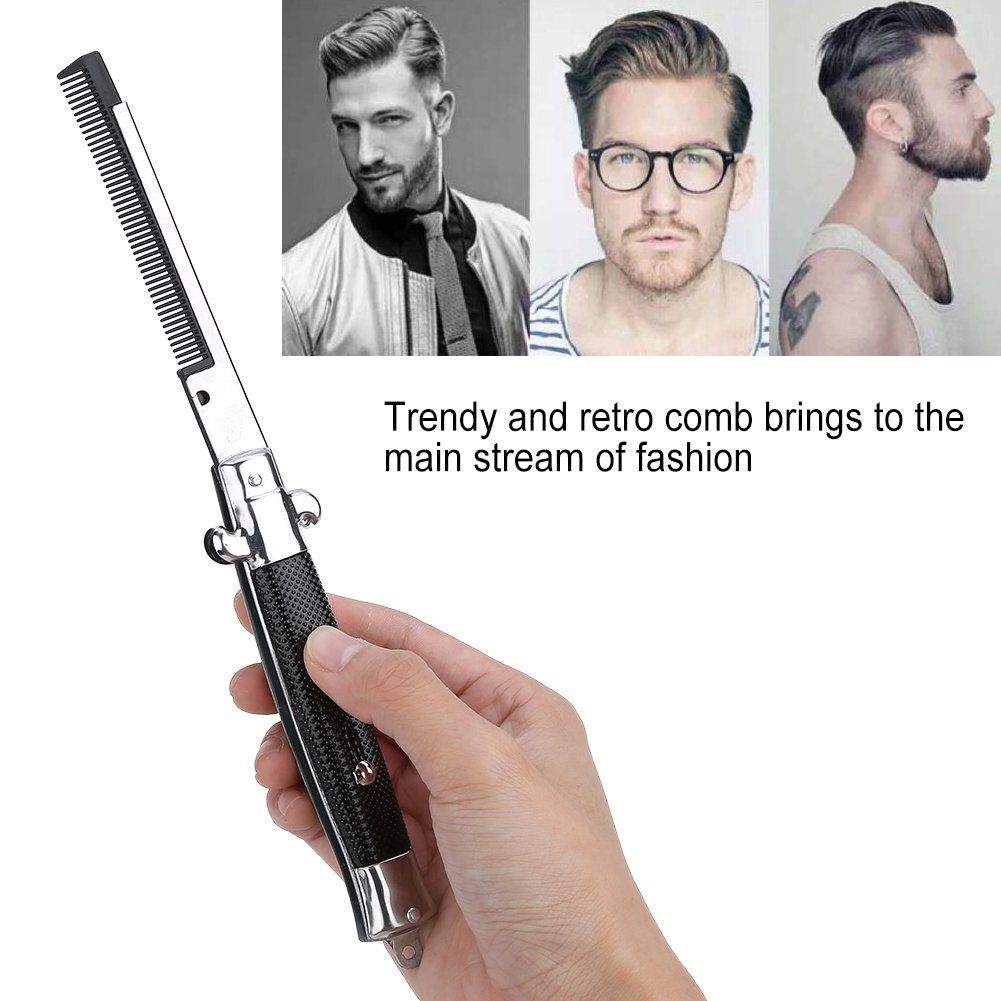 Hair Comb Oil Hair Styling Spring Comb Automatic Pocket Folding Push Button view 3