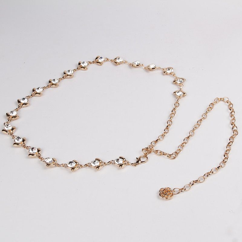Fashionable metal crystal women's waist chain view 4