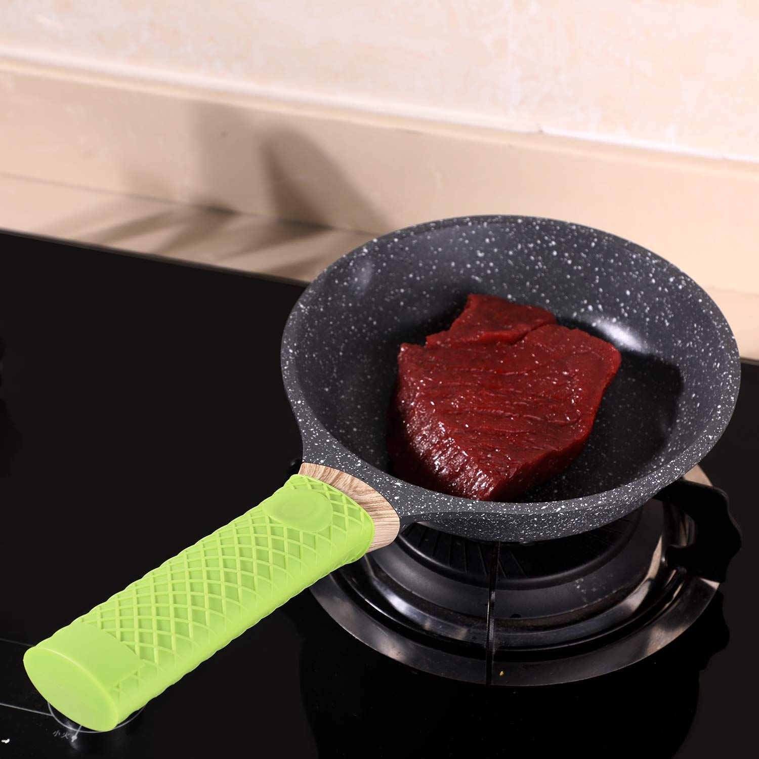 2PCS Color Random Silicone Hot Handle Holder Rubber Pot Sleeve Heat Resistant view 2