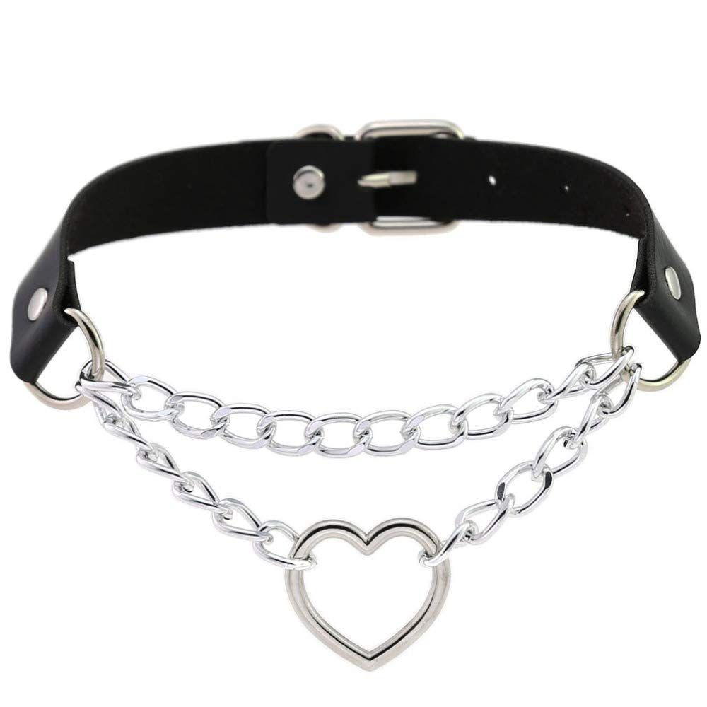 Pop Punk Collar Choker Vintage Retro Steampunk Dark Goth Style Heart Chains