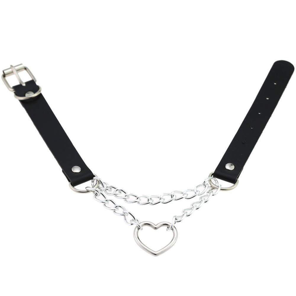 Pop Punk Collar Choker Vintage Retro Steampunk Dark Goth Style Heart Chains view 2