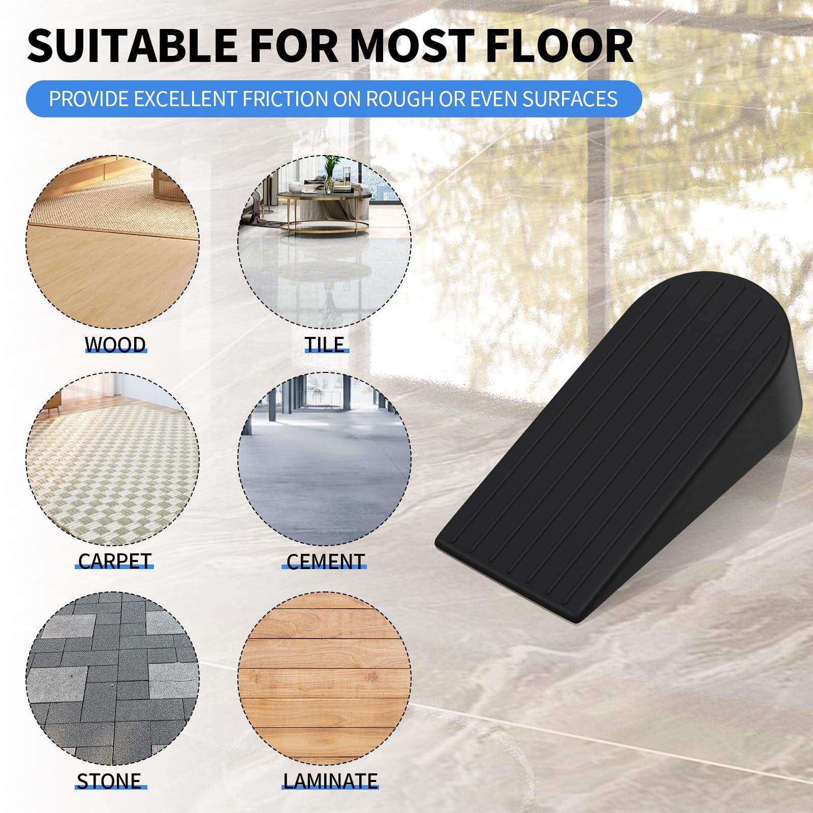 Door Stoppers Bulk Door Stops Wedge Black Rubber Door Stoppers for Home Carpet view 5
