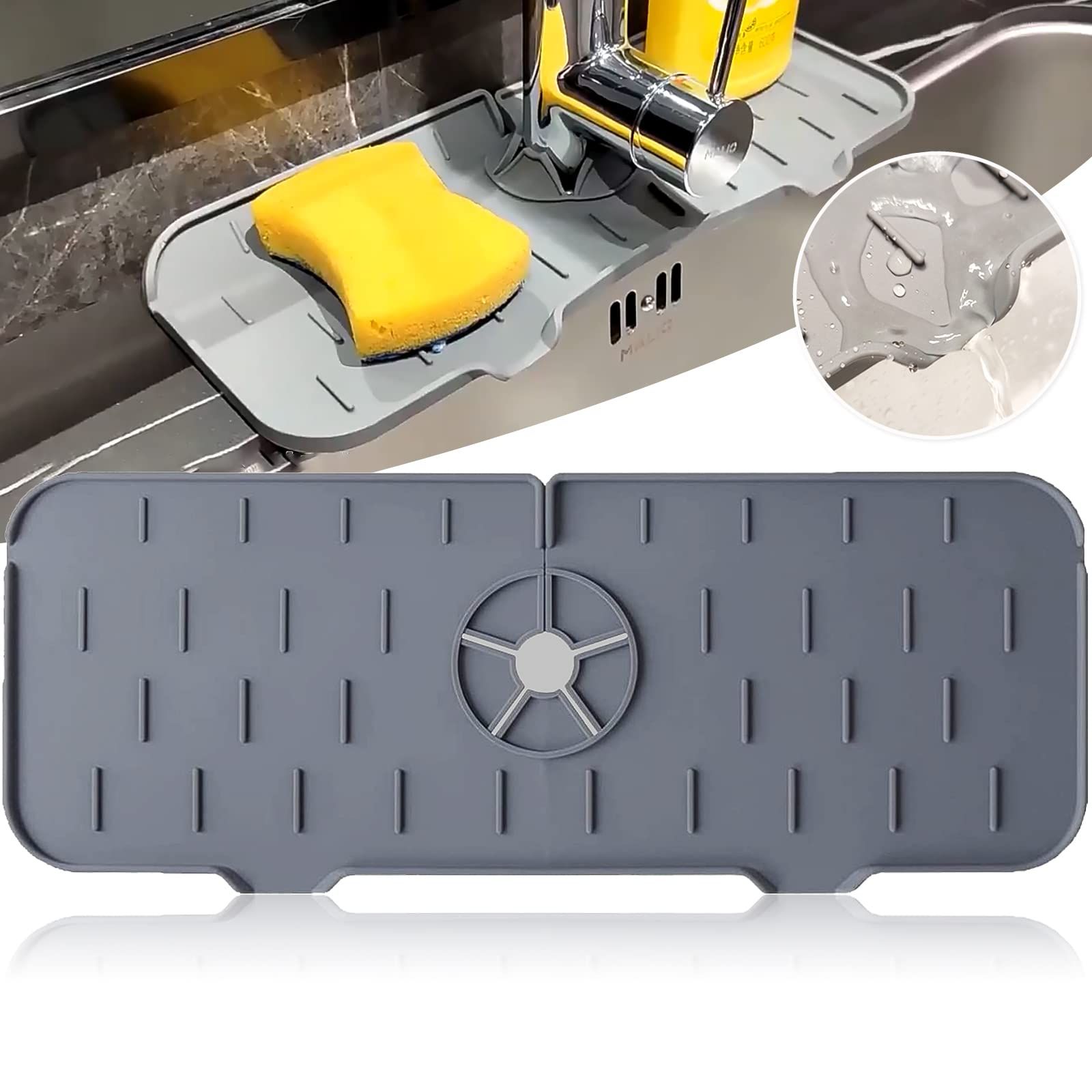 silicone kitchen sink drain pad or pad water handle behind the splash guard view 2