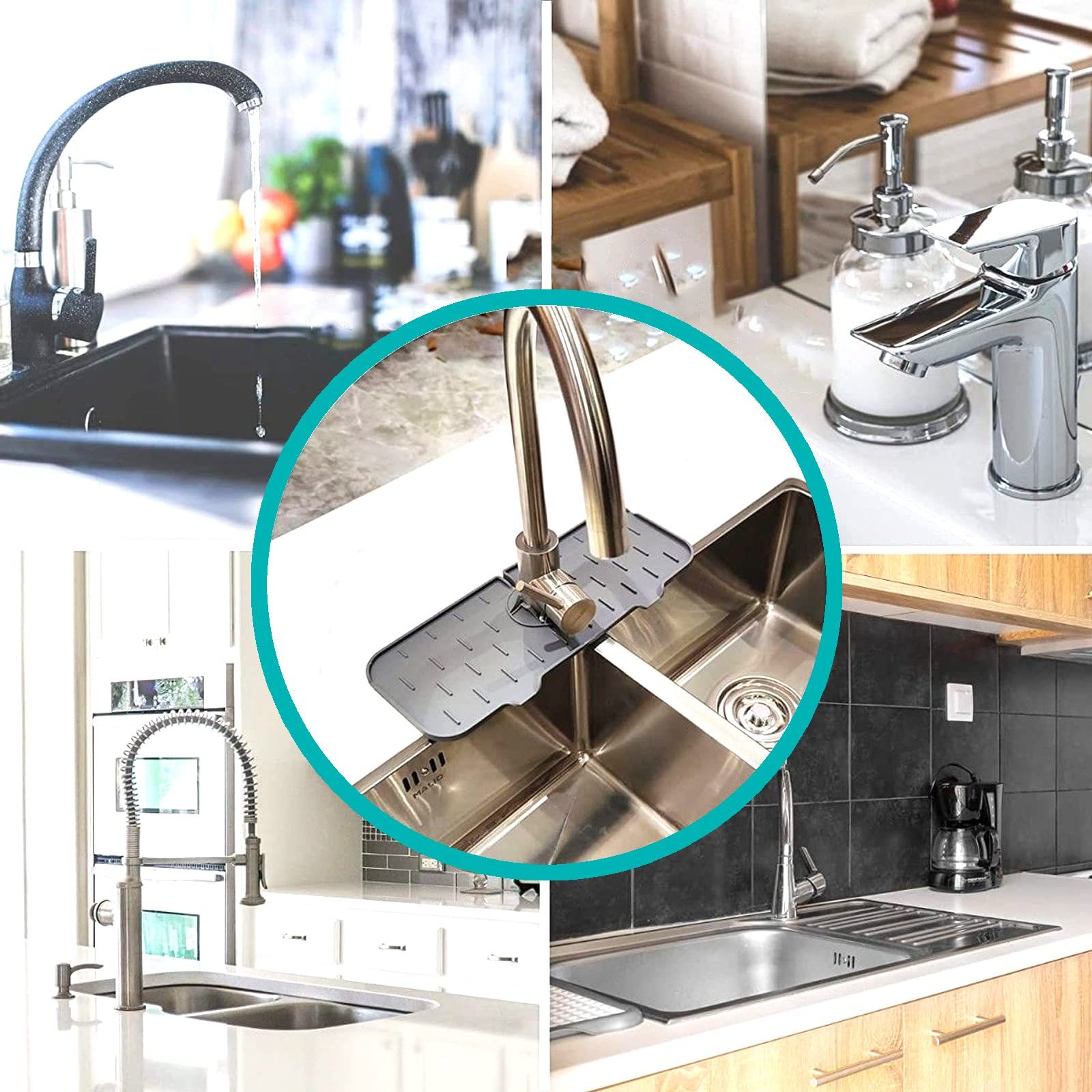 silicone kitchen sink drain pad or pad water handle behind the splash guard view 4