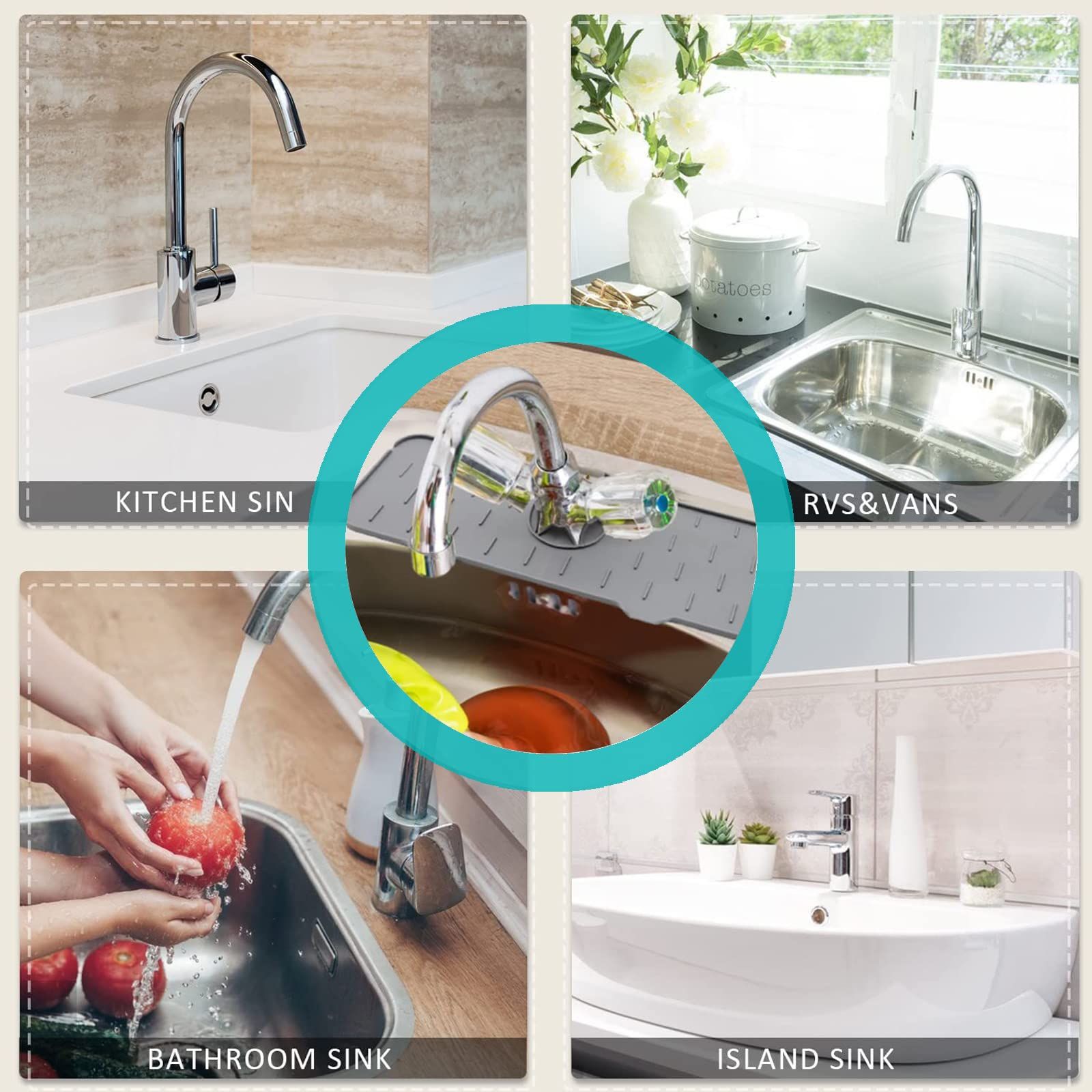 silicone kitchen sink drain pad or pad water handle behind the splash guard view 5