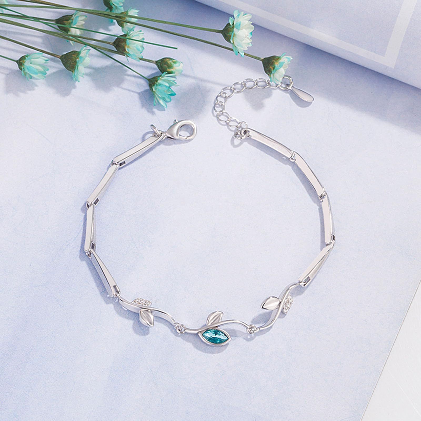 Literary flower branch blue crystal diamond view 5