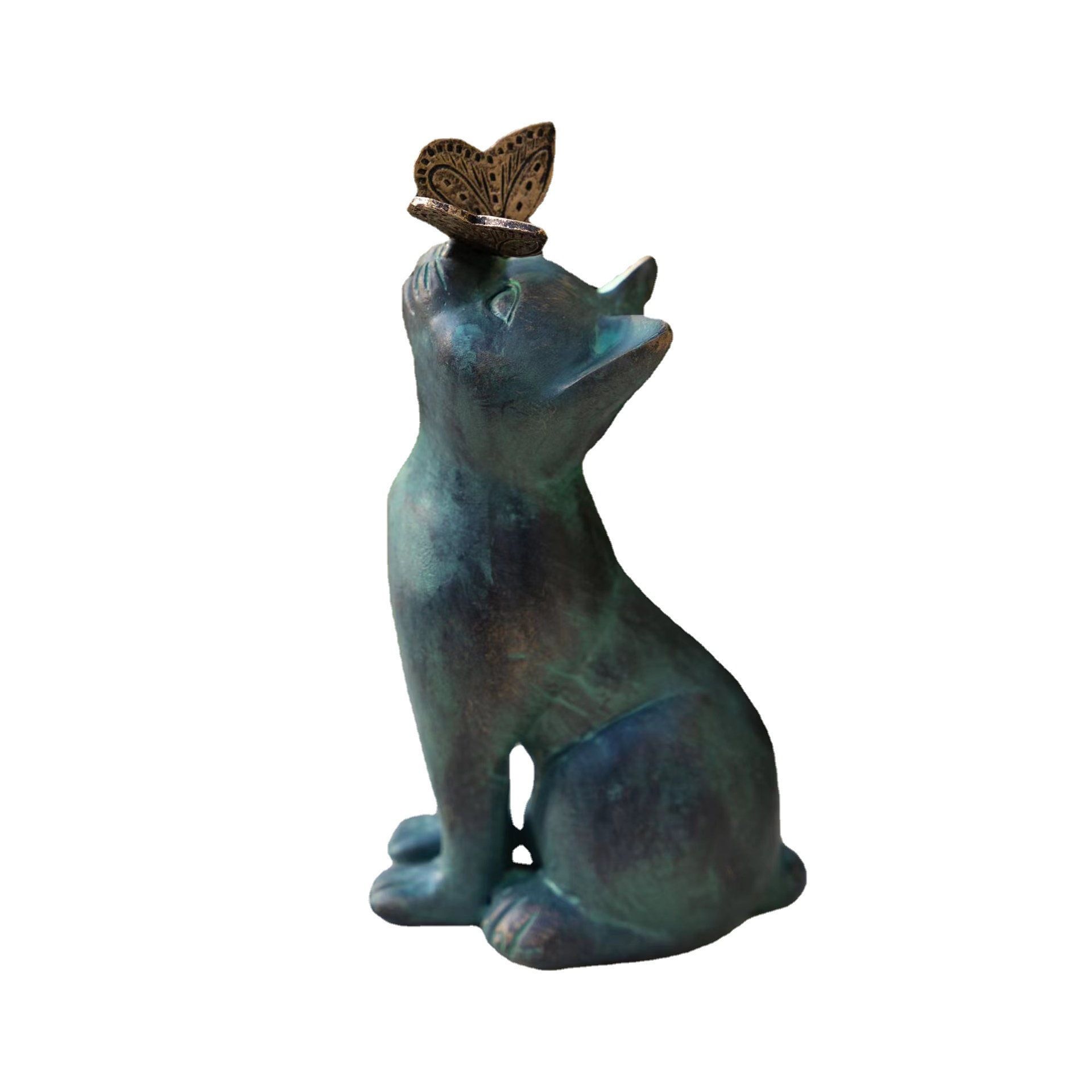 Garden Decor Statues,Cat Figurines Gifts with Butterfly,8" Scarecrow for — image 1