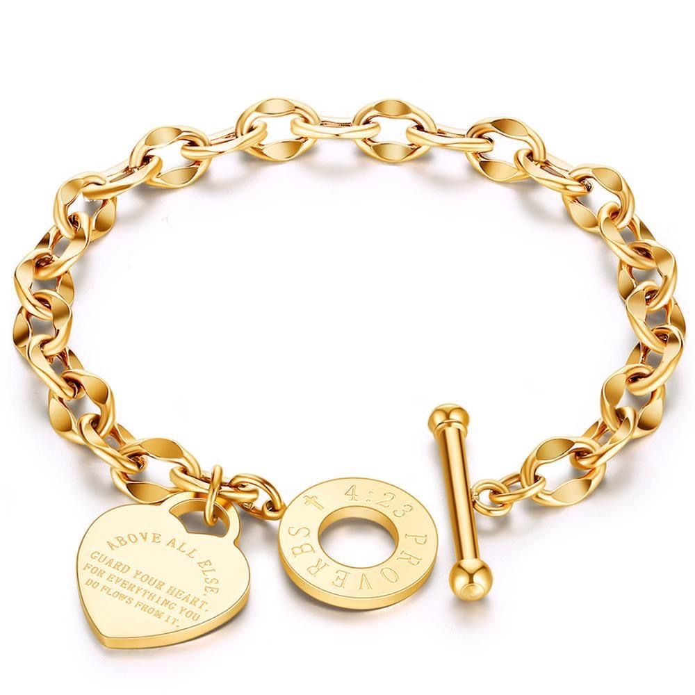 Stainless Steel Love Heart Charm Bracelet for Women Teen Girls Romantic Gift