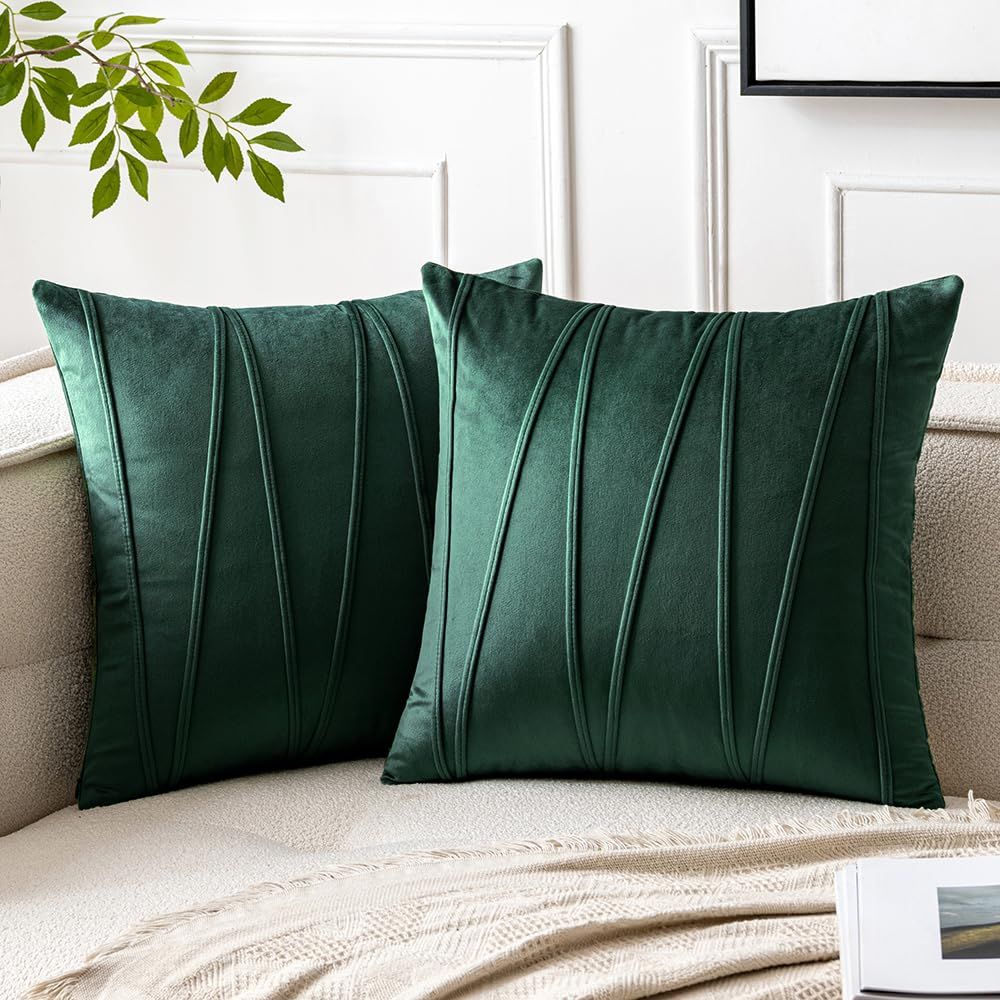 Pack of 2 Striped Velvet Throw Pillow Covers Modern Decorative Couch Throws view 2