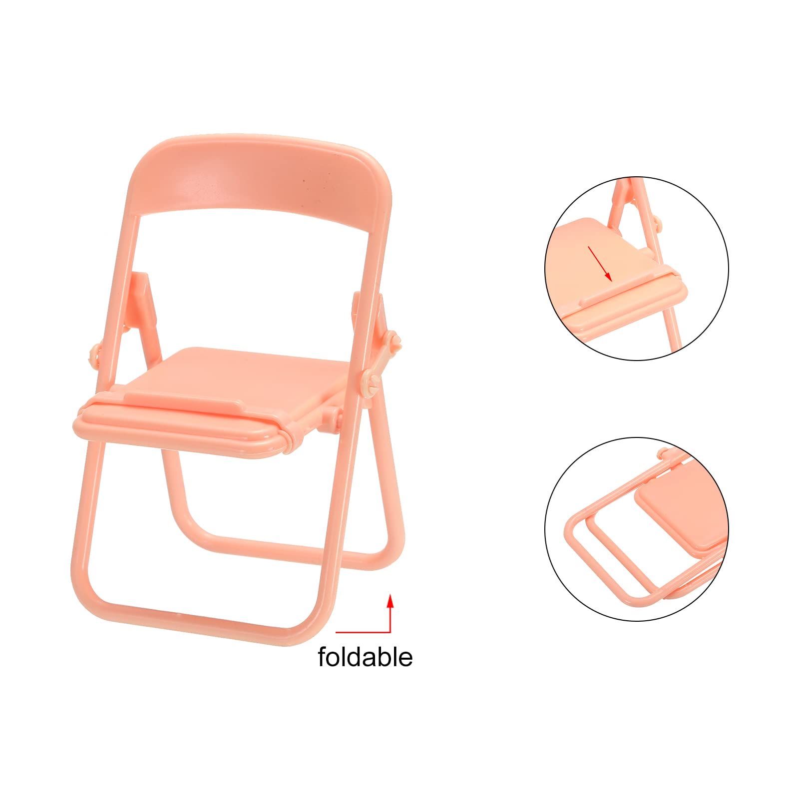 2 Pack Mini Folding Chair Cell Phone Stand Desktop Foldable Candy Color Mobile view 5