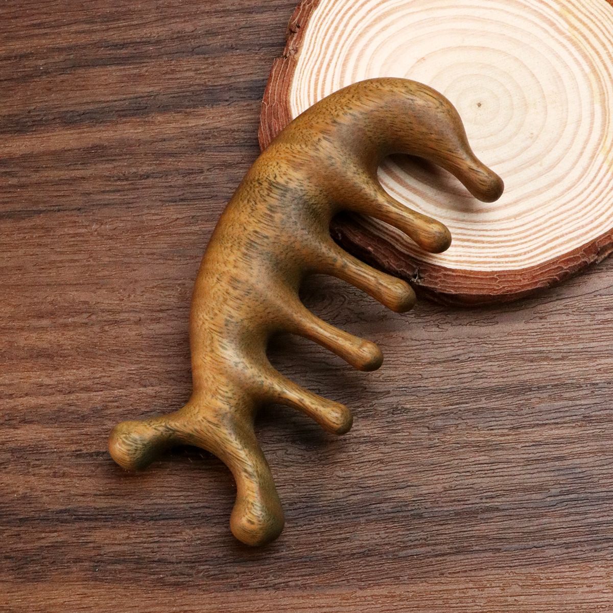 Authentic Green Sandalwood Comb Gua Sha Scraping Scalp Massager Head Head view 4