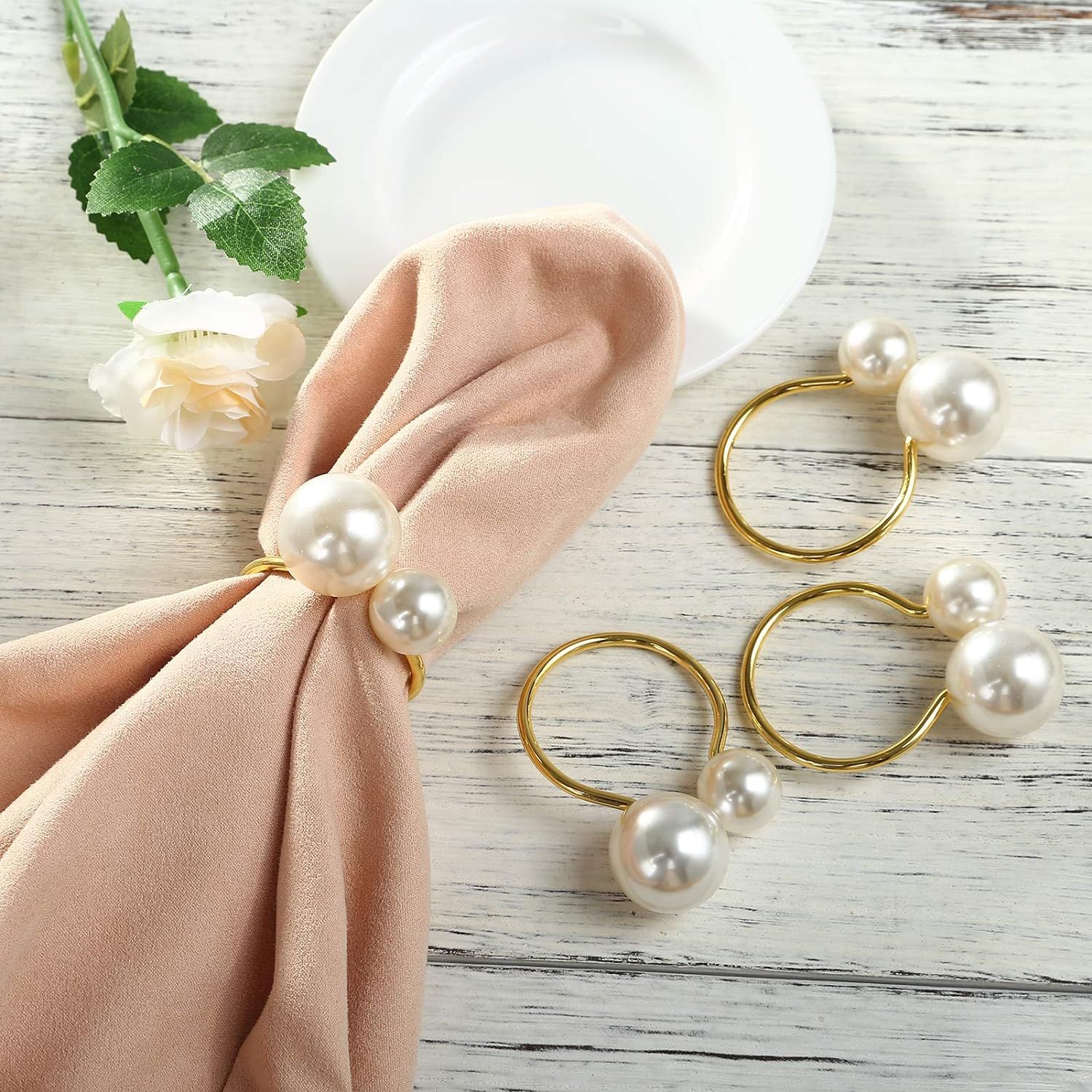 Set of 12 Pearl Napkin Rings — image 1