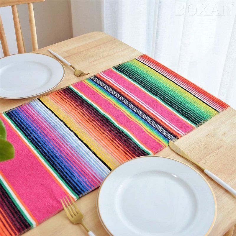 Handwoven Fringe Cotton Blanket Table Runners