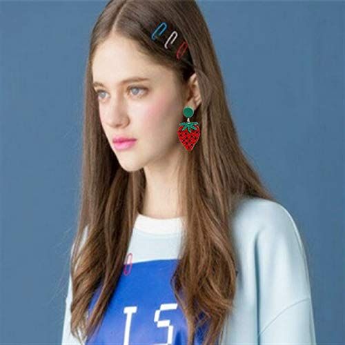 Cute Red Strawberry Watermelon Fruit Drop Earrings Bohemian Beaded Dangle view 3