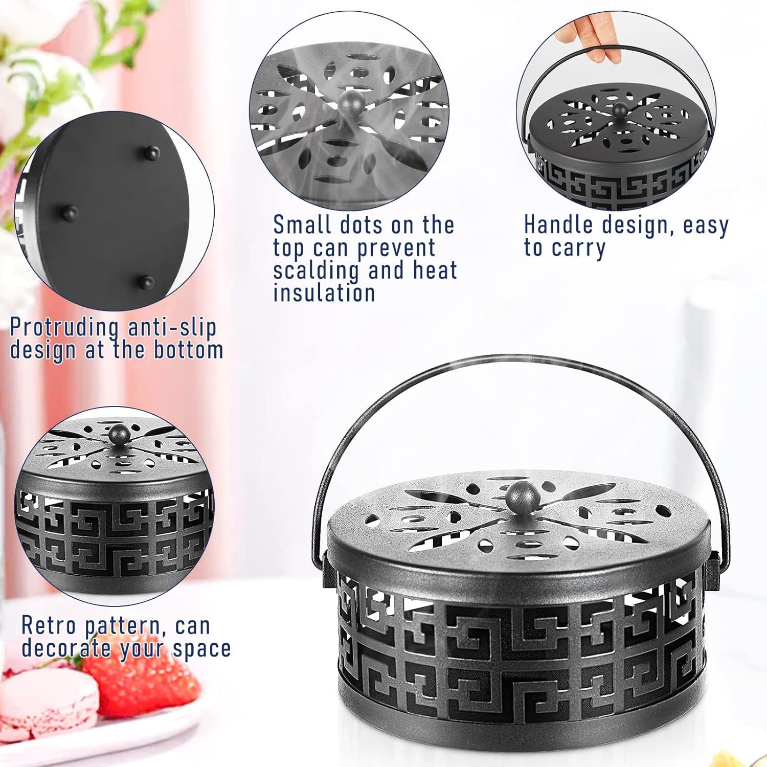 Exquisite Metal Mosquito Coil Holder Long-Lasting Coil Incense Burner for view 4