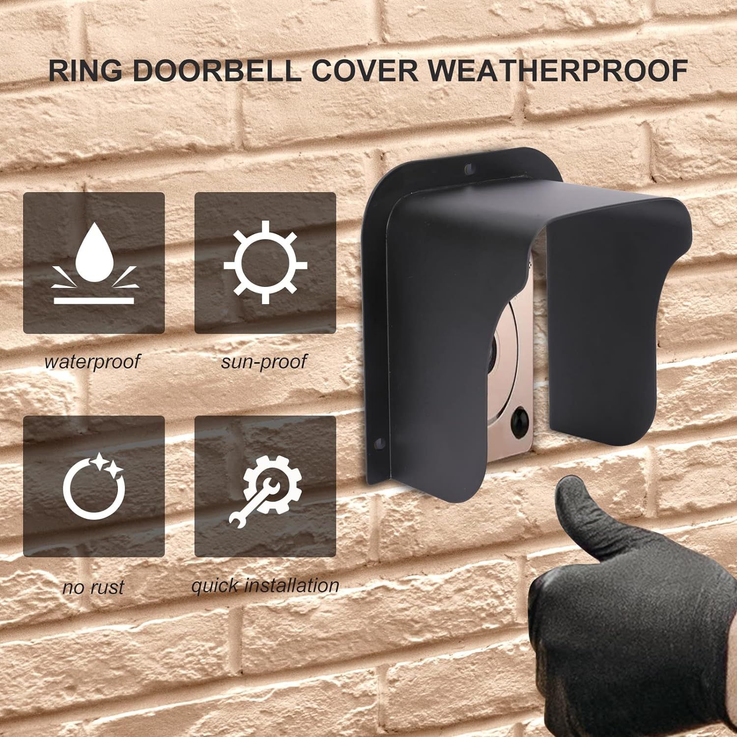 Doorbell Rain Cover, Ring Doorbell Anti-Glare Cover, Steel Doorbell Protector view 4