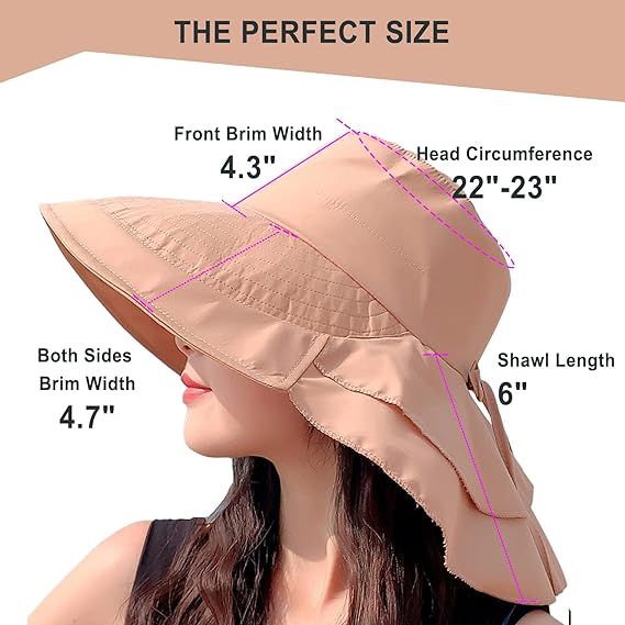 khaki Women's Sun Hat UV Protection Wide Brim Ponytail Adjustable Beach Visor view 3