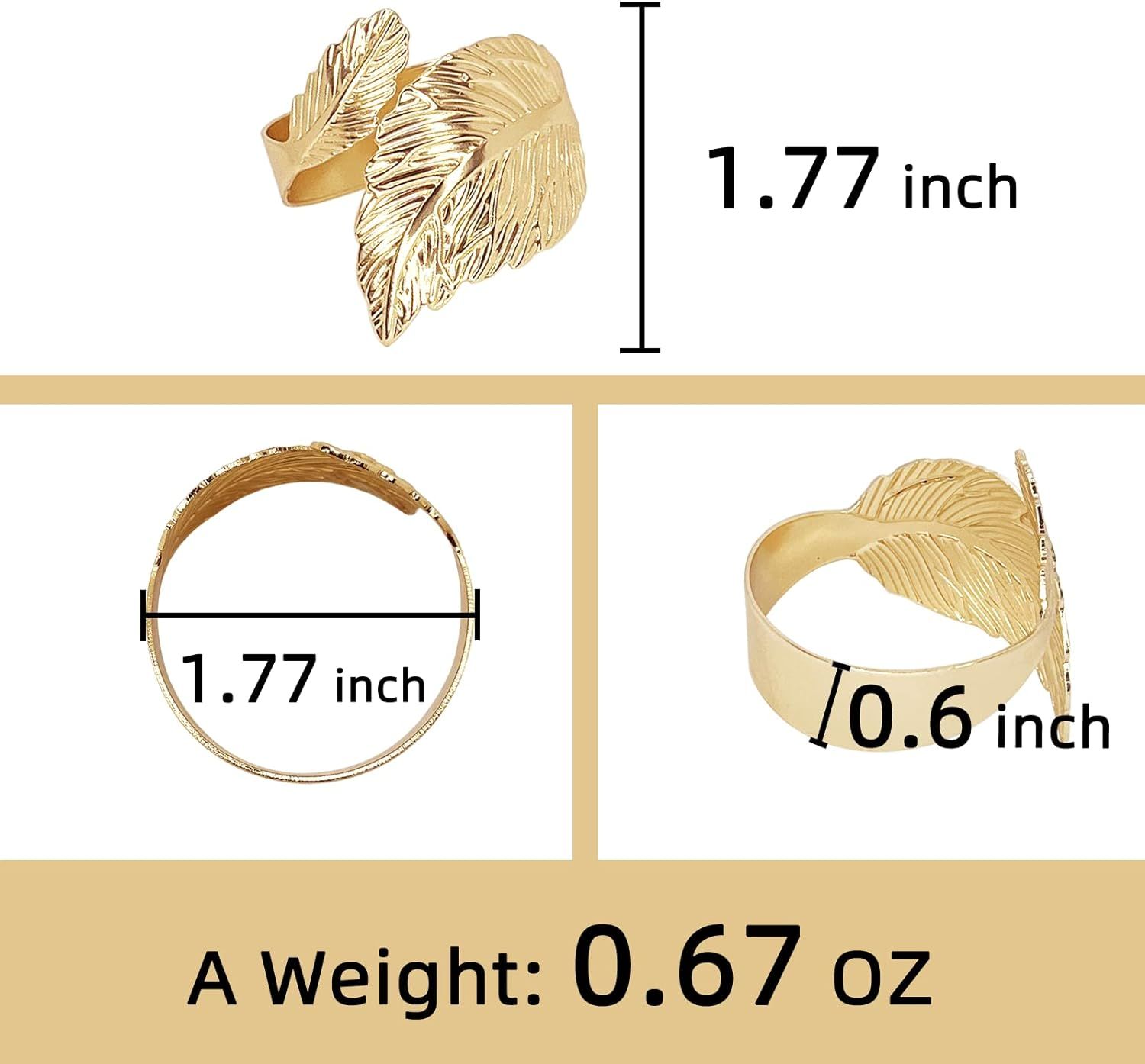 Gold Leaf Napkin Rings Set of 8 view 2